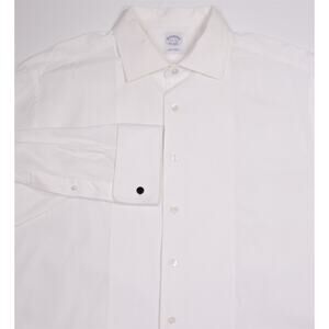Brooks Brothers White Tuxedo Formal Dress Shirt Cotton French Cuff 17.5-36